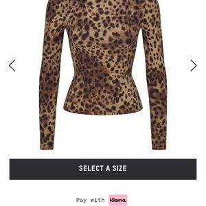 Dolce & Gabbana  skims Brown Tan Animal Print Long Sleeve Mock Neck Fitted Top